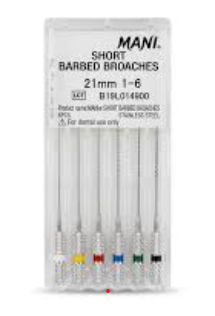 Mani Barbed Broaches 21mm & 52mm 12/Box Stainless Steel