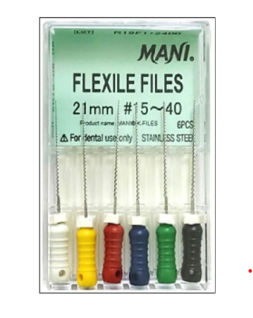 Mani Flexile Files 21mm & 25mm 6/Box Stainless Steel