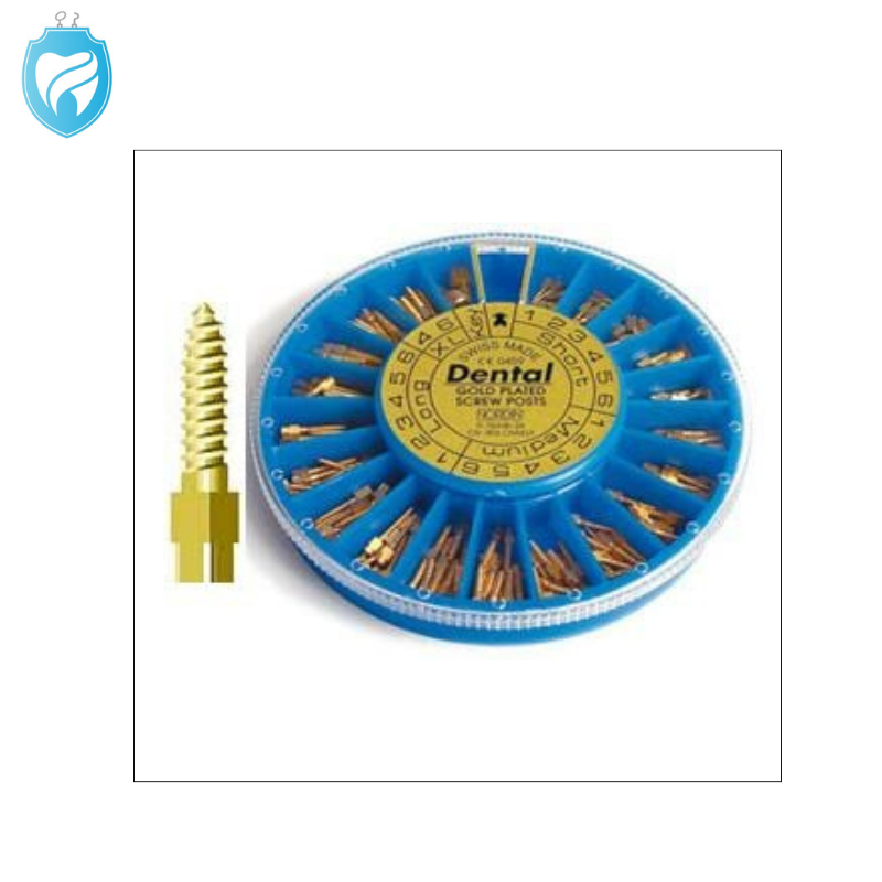 Screw Posts, Dental Gold Plated Conical Cross Head Lead Free Alloy, Assortmen