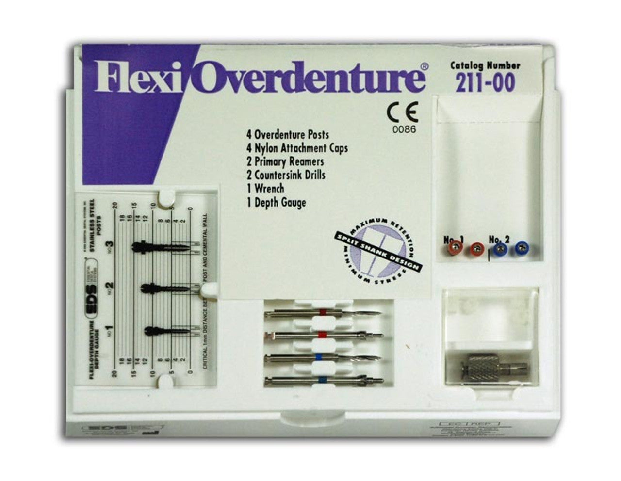 EDS' Flexi-Overdenture Intro Kits: 4 Posts Red, Blue/Sizes 1,2 -Stainl ...