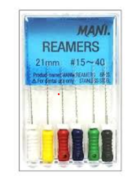 Mani Reamers 21mm & 25mm 6/Box Stainless Steel Hand Reamers