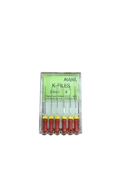 Mani K-Files 25mm All Sizes 6/Box Stainless Steel - Franklin Dental Supply