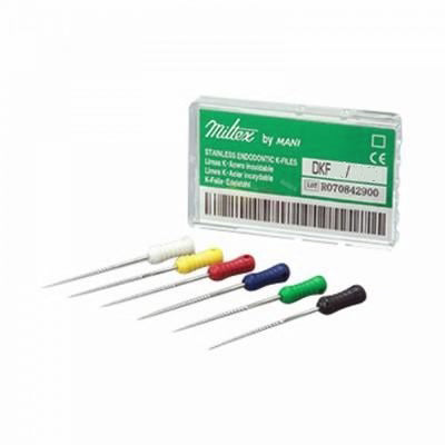 Miltex K-Files 25mm Stainless Steel 6/Box | All Sizes #06 to #80 ...