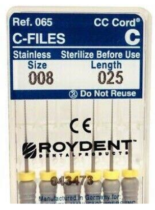 Roydent C-File 25mm #08 6/Box Stainless Steel