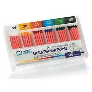 Meta Gutta Percha Points - Taper size 0.06, Color Coded, Spill-Proof Box (all variations available)